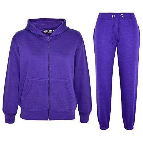 A2Z 4 Kids Unisex Plain Trainingsanzug Kapuzenpullover Mit Jogger - T.S Plain Purple 9-10 von A2Z 4 Kids