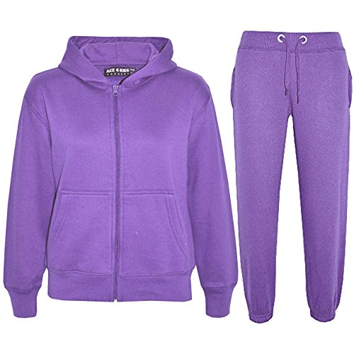 A2Z 4 Kids® Trainingsanzug mit Top und Hose für Kinder, Mädchen, Jungen, einfarbig, mit Kapuze, Jogginganzug, Alter: 2 bis 13 Jahre., Flieder, 3-4 Jahre von a2z4kids