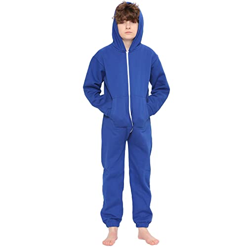 A2Z 4 Kids® Kinder Plain Strampelanzug Super Weich Bequem Vlies Mit Kapuze - Onesie Royal 5-6 von a2z4kids