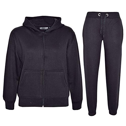 A2Z 4 Kids Unisex Plain Trainingsanzug Kapuzenpullover Mit Jogger - T.S Plain Black 11-12 von A2Z 4 Kids