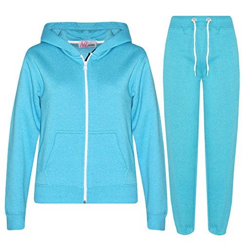 A2Z 4 Kids® Trainingsanzug mit Top und Hose für Kinder, Mädchen, Jungen, einfarbig, mit Kapuze, Jogginganzug, Alter: 2 bis 13 Jahre., aqua, 13 Jahre von a2z4kids