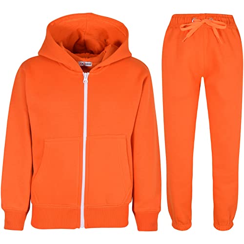 A2Z 4 Kids Unisex Plain Trainingsanzug Kapuzenpullover Mit Jogger Jogginghose - T.S Plain Orange 9-10 von a2z4kids