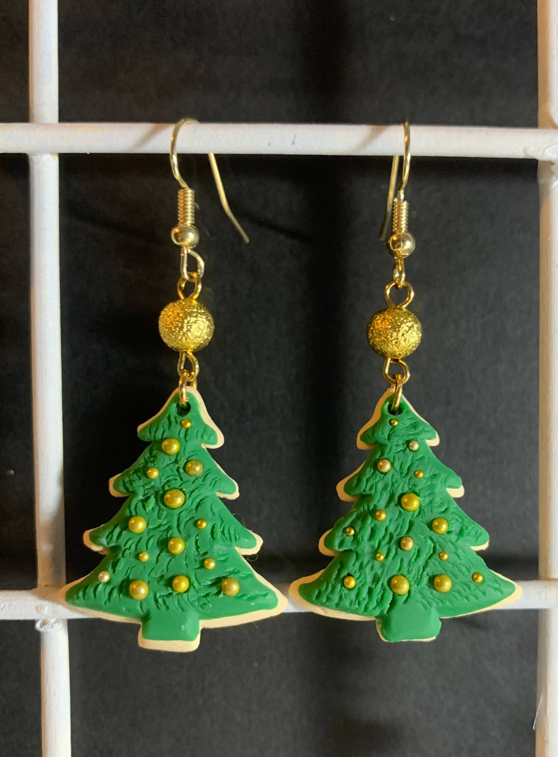 Weihnachtsbaum-Plätzchen-Ohrringe Weihnachtsbaum-Plätzchen-Ohrringe von aCimetricDesign