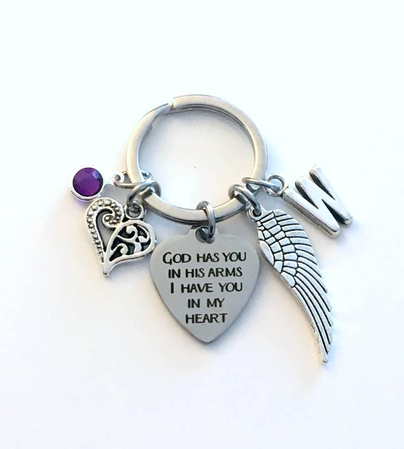 Beileid Geschenk Keychain, Gott Hat Dich in Seinen Armen, Ich Habe Meinem Herzen Schlüsselanhänger, Trauer Verlust Der Säugling Sohn Tochter von aJoyfulSurprise