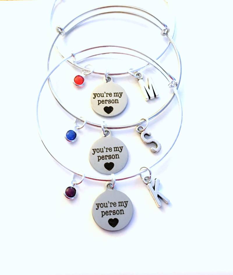 Bester Freund Geschenk, Passendes Set Armbänder, Brautparty Du Bist Meine Person Schmuck, Mit 2 3 4 5 Oder 6, Silber Bff Charm Armreif von aJoyfulSurprise