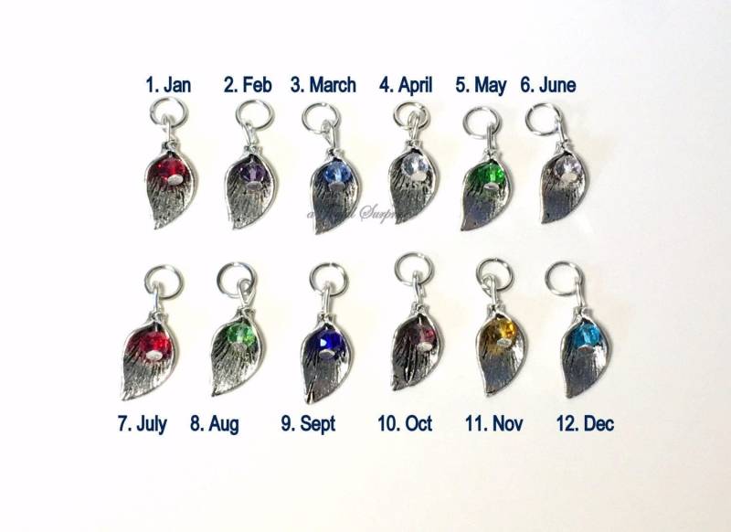 Blatt Birthstone Charme, Versilbert Kristall Anhänger, Januar Februar März April Mai Juni Juli August September Oktober Dezember Hinzufügen von aJoyfulSurprise