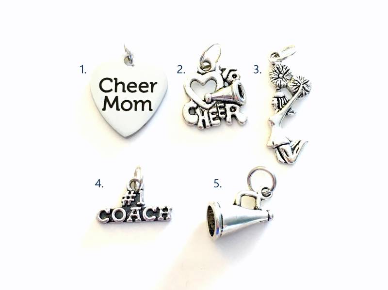 Cheerleader Charme, Fügen Sie Zu Jedem Meiner Angebote 1 Einzelne Anhänger, Silber Ich Liebe Mama Megaphon Pom Trainer Zinn Charms Jubeln von aJoyfulSurprise