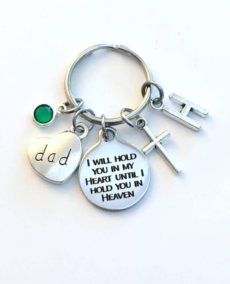 Geschenk Für Den Verlust Des Vaters Schlüsselbund, Ich Werde Dich in Meinem Herzen Halten, Bis Im Himmel Halte, Gedenkschlüsselkette von aJoyfulSurprise