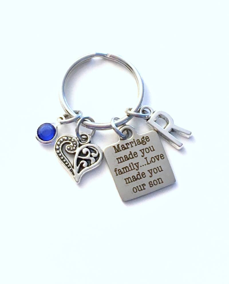Geschenk Für Schwiegersohn Keychain, Ehe Machte Dich Familie, Liebe Unser Sohn Schlüsselanhänger, Hochzeitsgeschenk Bräutigam Stiefsohn von aJoyfulSurprise