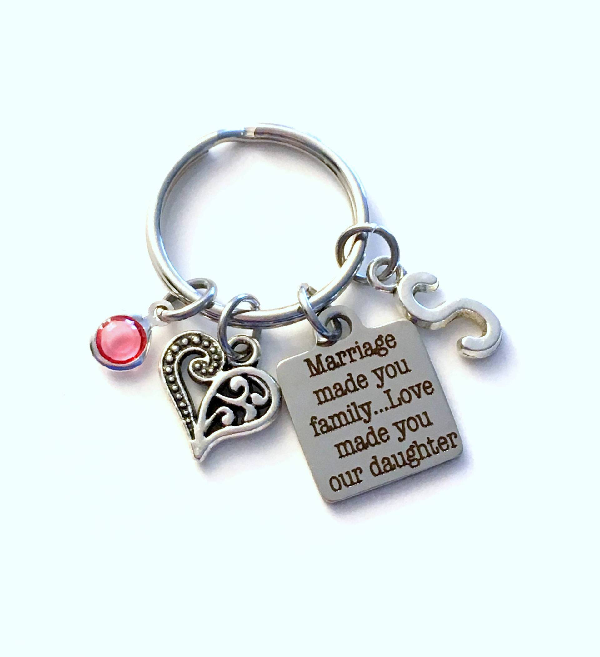 Geschenk Für Schwiegertochter Keychain/Ehe Machte Sie Familie Liebe Unsere Tochter Schlüsselanhänger Hochzeitsgeschenk Braut My von aJoyfulSurprise