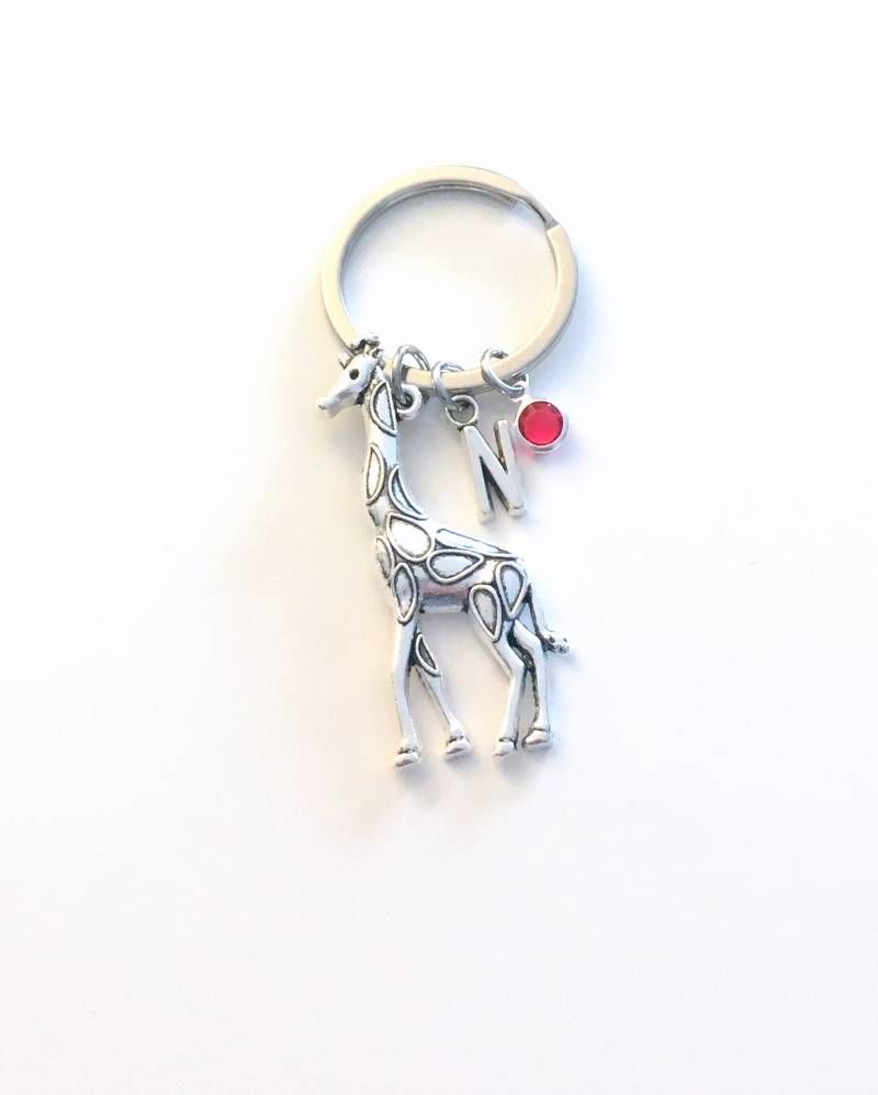 Giraffe Schlüsselanhänger, Tier Große Schmuck, Personalisierte Anfang Birthstone Geburtstagsgeschenk Weihnachtsgeschenk von aJoyfulSurprise