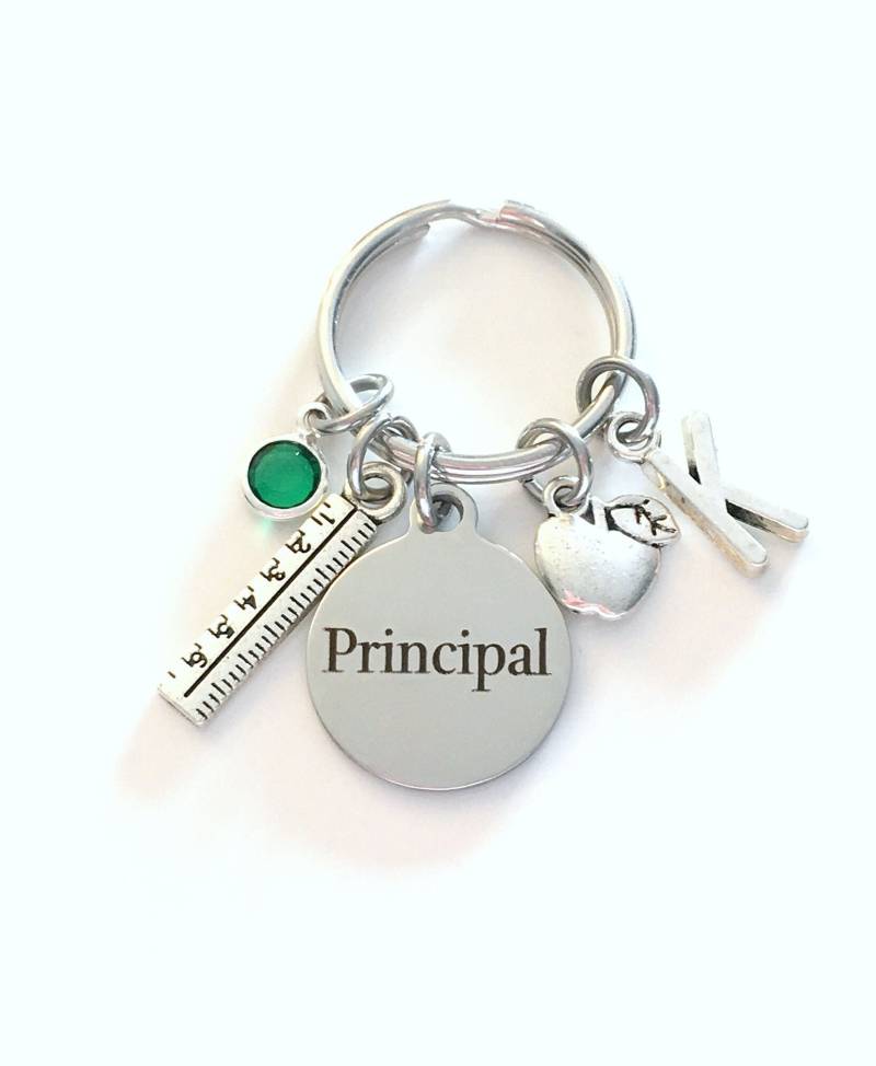 Hauptgeschenk, Geschenk Für Hauptschlüsselbund, Danke Schlüsselanhänger, Schule Pta Wertschätzung Geschenk, Bildung Schlüsselring, Lineal Apfel von aJoyfulSurprise