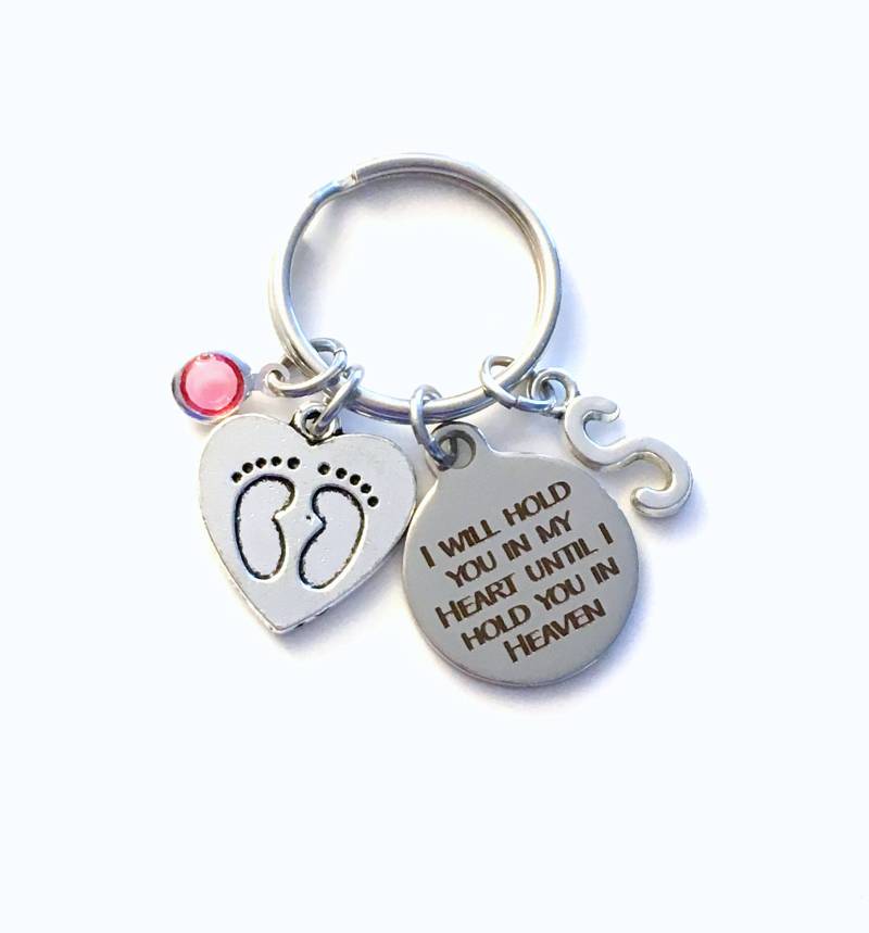 Ich Werde Dich in Meinem Herzen Halten Bis Ich Im Himmel Schlüsselanhänger Halte/Verlust Der Baby Geschenk Fehlgeburt Gedenkkind Sohn Tochter von aJoyfulSurprise
