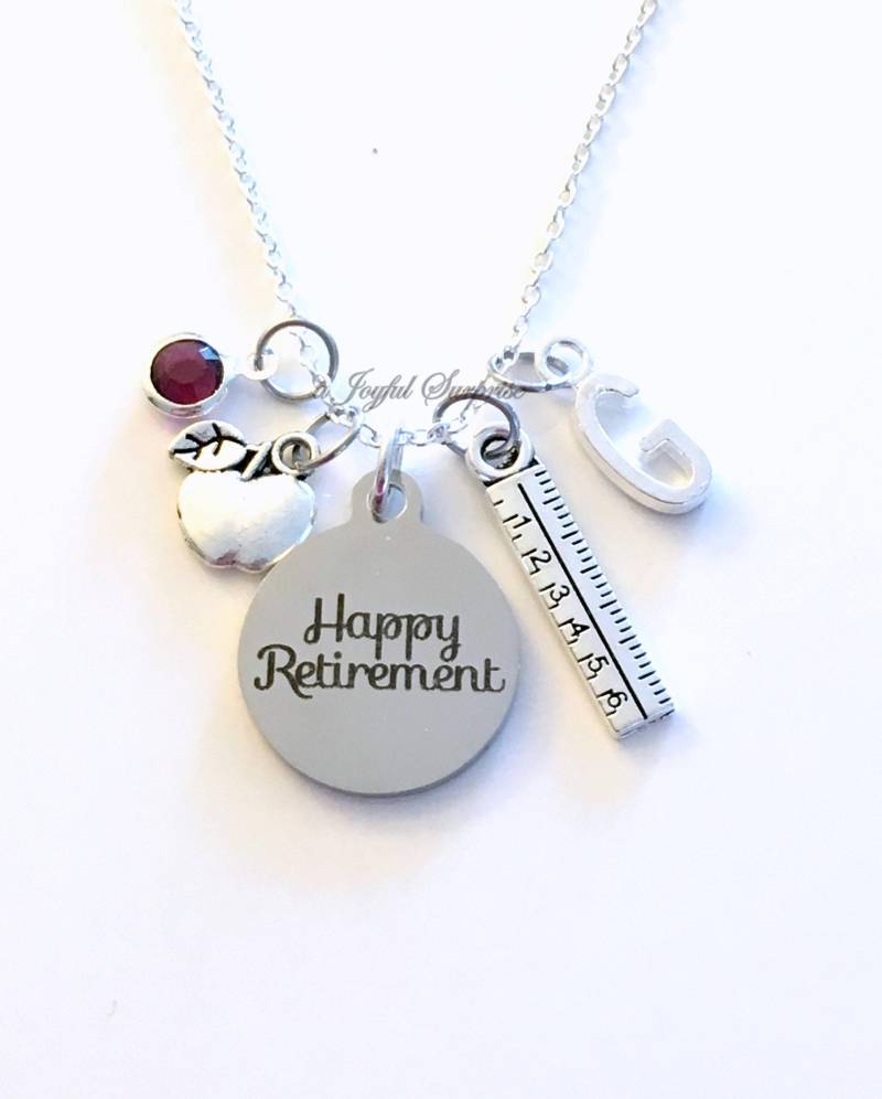 Lehrer Ruhestand Geschenk, Halskette Schulleitung Schmuck Für Schul Sekretärin Assistent Personalisierte Erste Birthstone Glückliche Frauen Lehrer Ruhestand Geschenk, Halskette Schulleitung Schmuck Für Schul Sekretärin Assistent Personalisierte Erste Birthstone Glückliche Frauen von aJoyfulSurprise