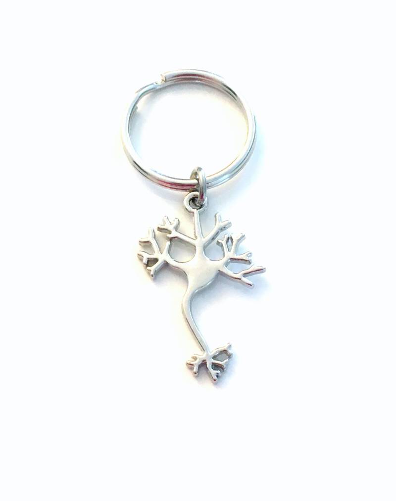 Molecule Neuron Schlüsselanhänger, Wissenschaft Nerv Silber Charm Personalisierte Geschenk Für Teen Boy Cell Neurotransmitter Männer Chemie Geek Ihn von aJoyfulSurprise