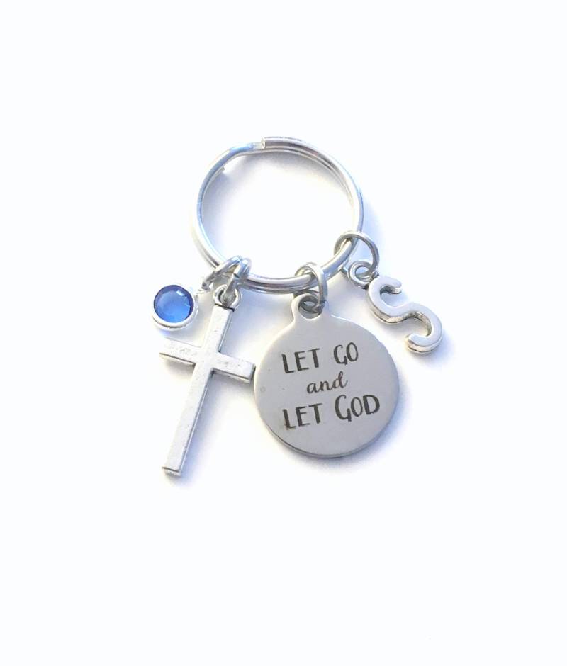 Nüchternheit Geschenk, Let Go & God Schlüsselanhänger, Geschenk Für Al Anon Aa Zitat Mit Kreuz Pate Oder Besten Freund von aJoyfulSurprise