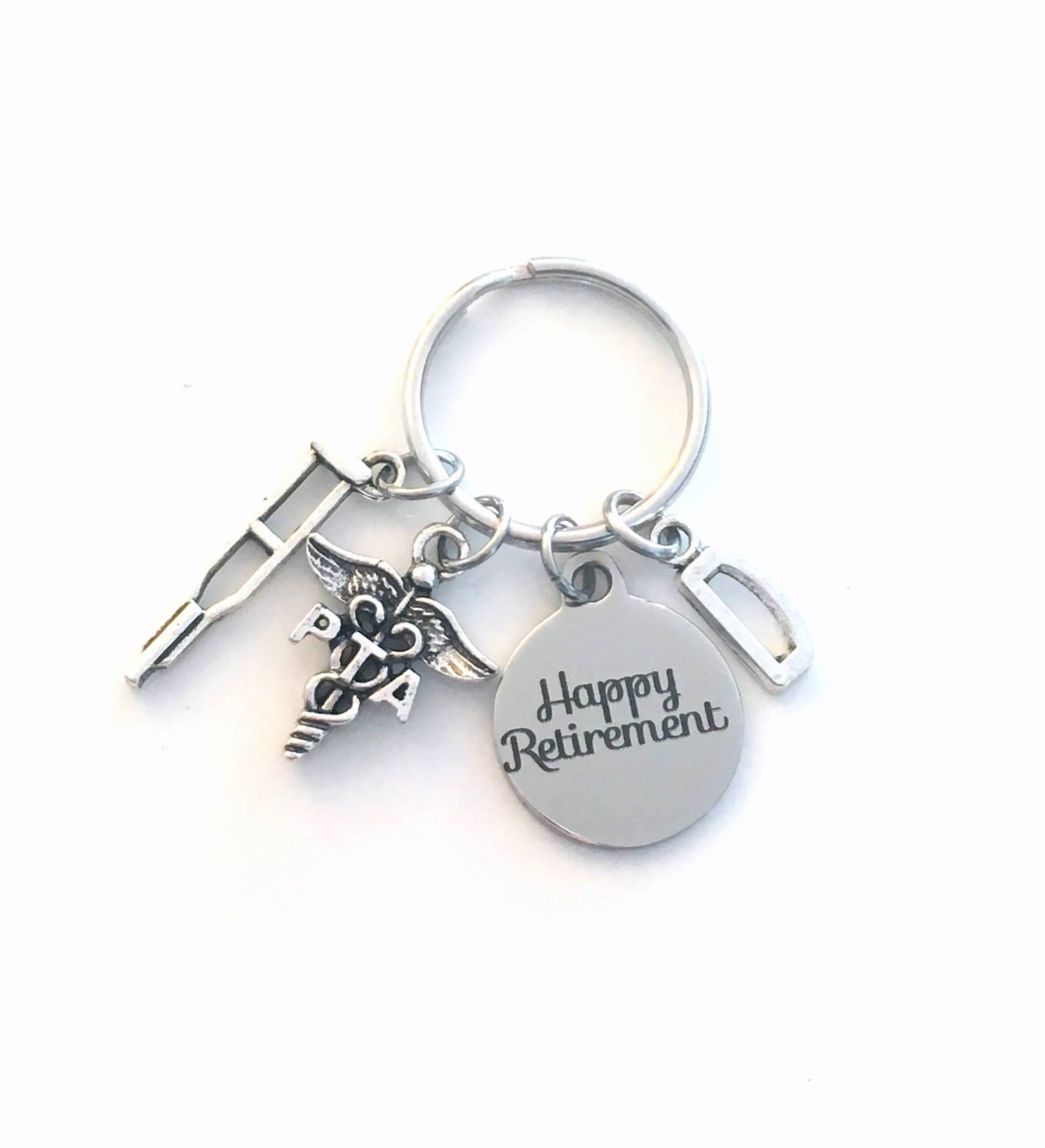 Physiotherapeut Assistent Geschenk, Pta Ruhestand Schlüsselbund, Schlüsselanhänger, Krücke Caduceus Schlüsselring von aJoyfulSurprise