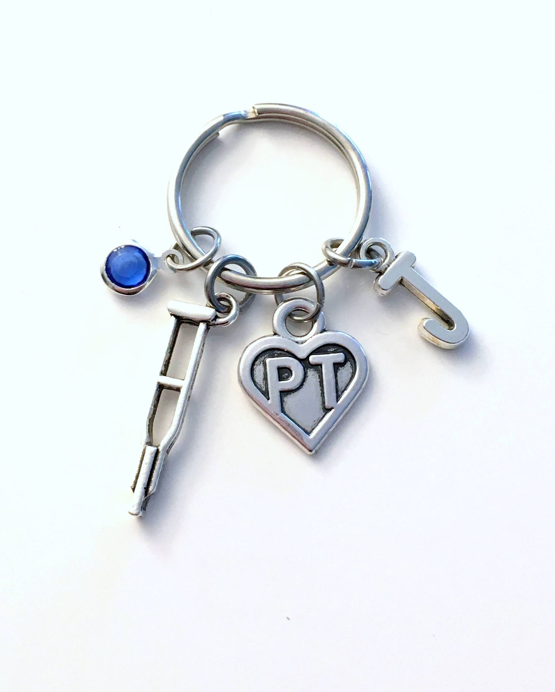 Pt Schlüsselbund, Physiotherapeut Schlüsselanhänger, Geschenk Für Physiotherapie, Abschlussgeschenk Geschenk, Silber Krücken Frauen Sie von aJoyfulSurprise