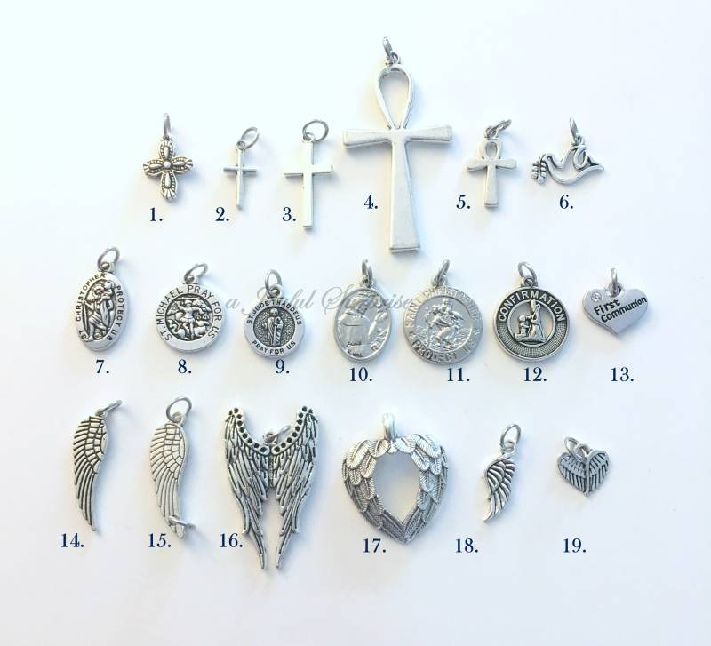 Religiöser Charm, Add-On Oder Separater Einzelner Kreuz, Medaillon, Flügelanhänger Für Halskette, Schlüsselanhänger, Armband Keychain Silber von aJoyfulSurprise