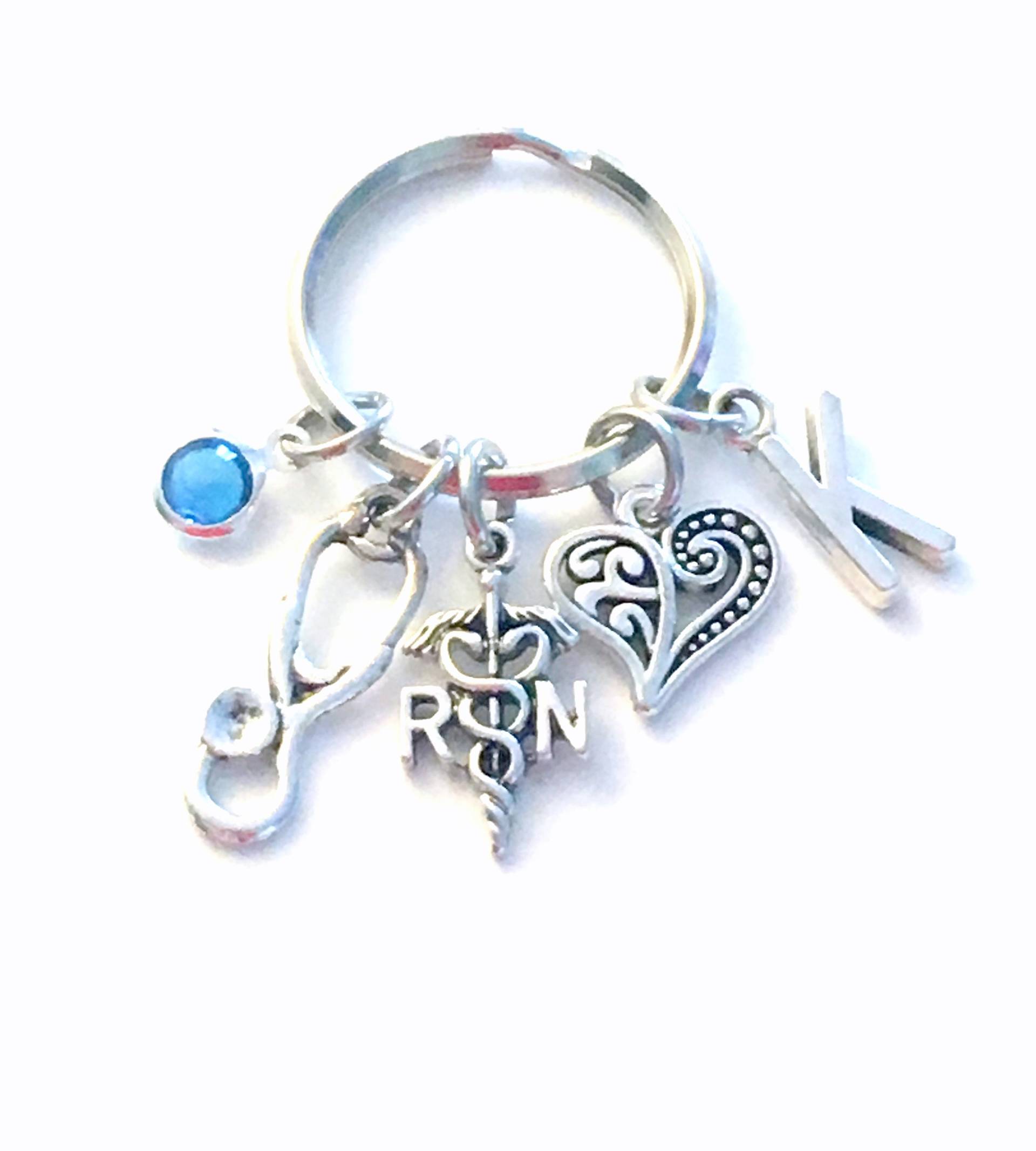 Rn Schlüsselanhänger Für Frauen, Krankenschwester Schlüsselanhänger, Nursing Abschlussfeier Oder Ruhestand von aJoyfulSurprise