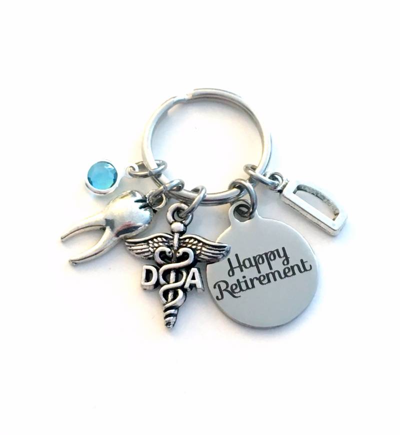 Ruhestand Geschenk Für Da Schlüsselbund, Zahnarzthelferin Schlüsselanhänger, Mitarbeiter Geschenk, Caduceus Schlüsselring, Zahnarztpraxis Klinik von aJoyfulSurprise
