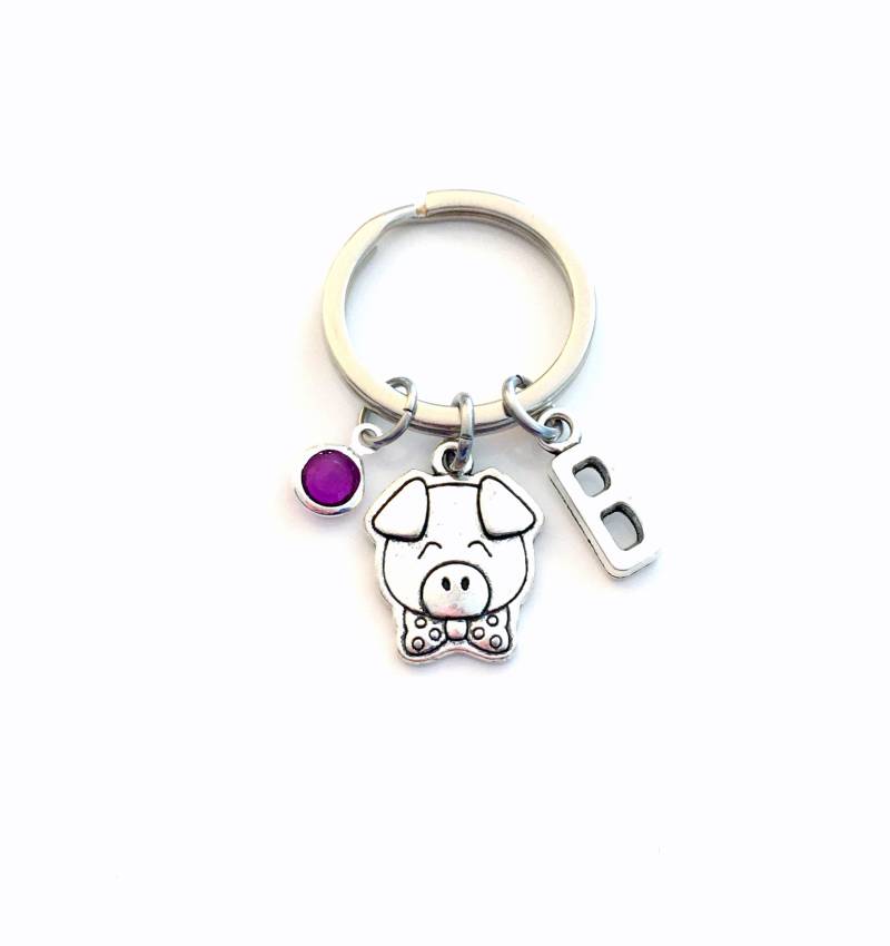Schwein Schlüsselanhänger/Süßes Tier Kleines Schweinchen Ferkel Bauernhof Geschenk Personalisiertes von aJoyfulSurprise