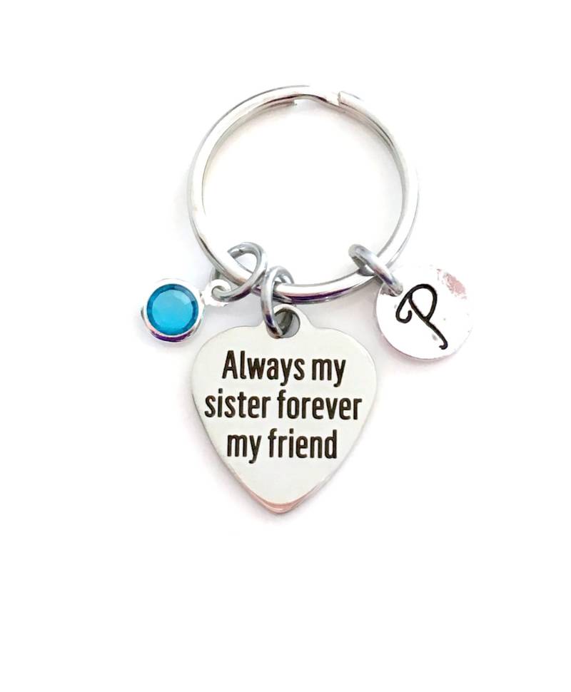 Schwester Geschenk Von Keychain, Bruder, Immer Meine Für Immer Mein Freund Schlüsselanhänger, Mit Geburtsstein Und Initiale Schwester Geschenk Von Keychain, Bruder, Immer Meine Für Immer Mein Freund Schlüsselanhänger, Mit Geburtsstein Und Initiale von aJoyfulSurprise