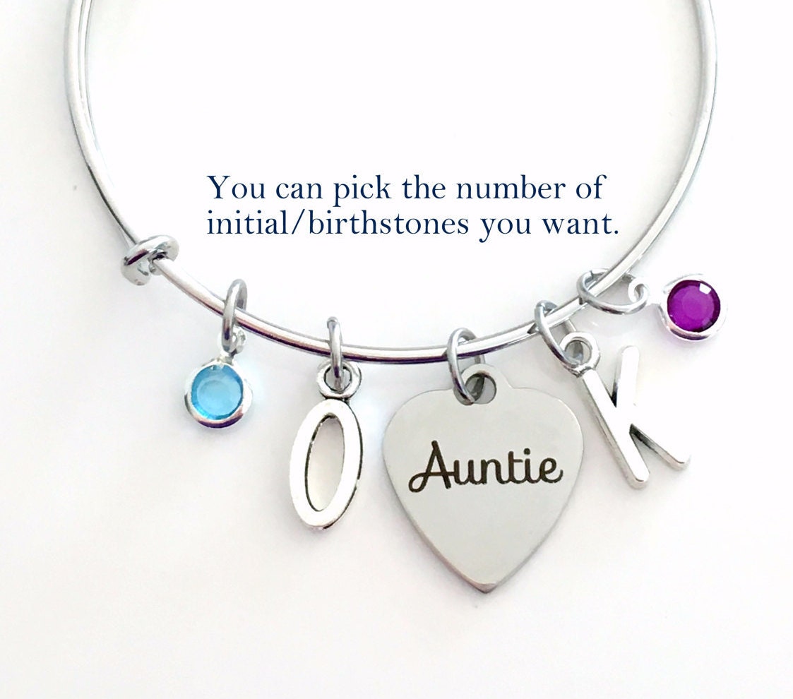 Tante Armband Geschenk, Schmuck, Geschenk Von Nichte Neffe, 2 Buchstaben Armreif, Anhänger Geburtstag Weihnachtsgeschenk Neu von aJoyfulSurprise