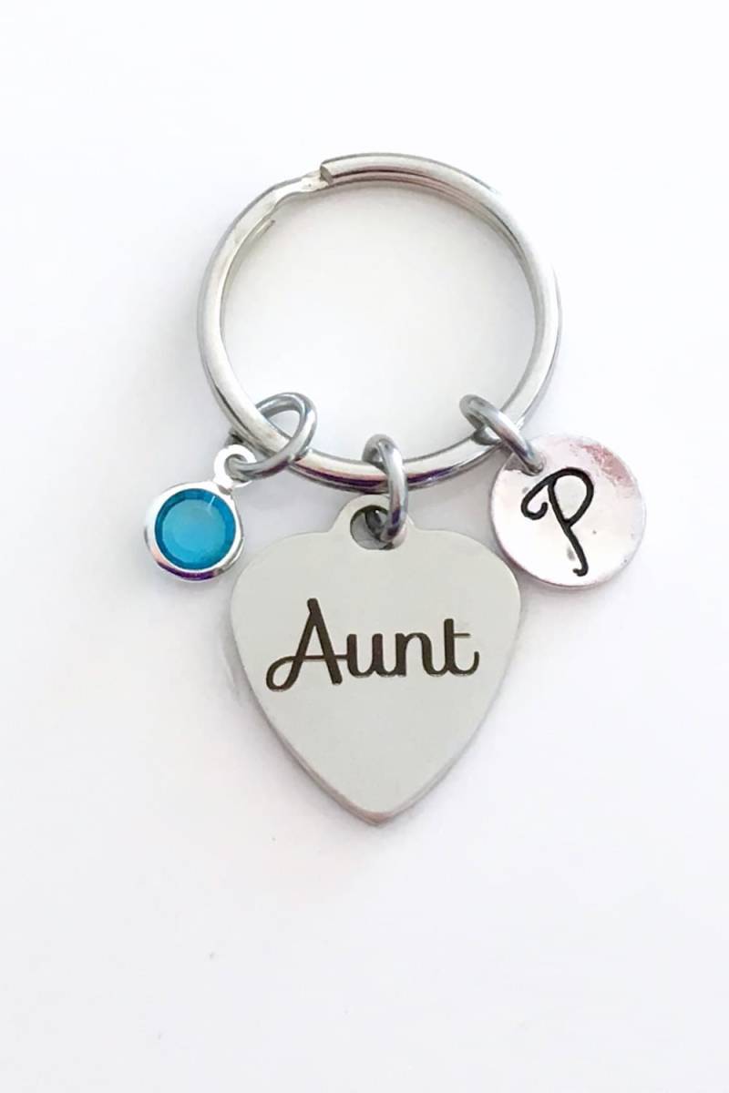 Tante Schlüsselbund, Schlüsselanhänger, Geschenk Für Geschenk, Schlüsselring, Lieblingstante, Spezielle Tante, Neue Birthstone Initiale von aJoyfulSurprise