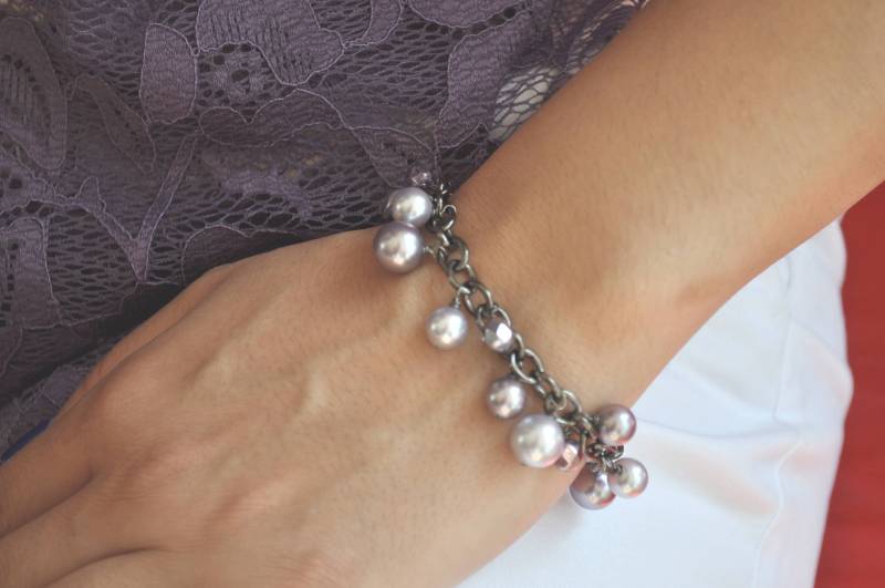 Brautjungfern Lavendel Lila Kristall Perlen Armband - Anella Designs von aNellaDesigns