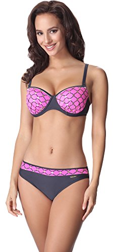 aQuarilla Damen Bikini Set AQ121(Graphit/Rosa, 44) von aQuarilla