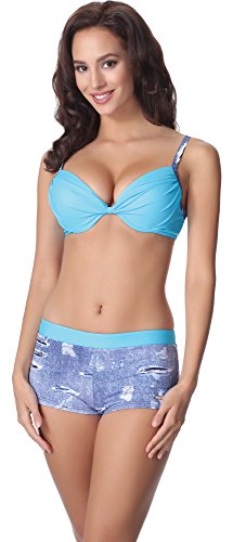 aQuarilla Damen Bikini Set AQ124(Blau Jeans/Blau, 42) von aQuarilla