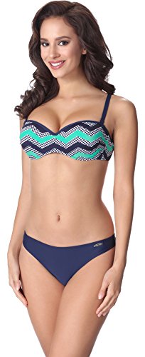 aQuarilla Damen Bikini Set AQ131(Marineblau/Weiß/Minze, 36) von aQuarilla