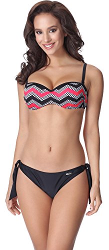 aQuarilla Damen Bikini Set AQ132(Schwarz/Weiß/Rot Fluo, 42) von aQuarilla