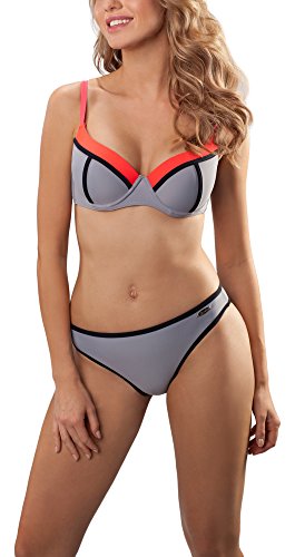 aQuarilla Damen Bikini Set AQ75 (Grau/Rot, 42) von aQuarilla