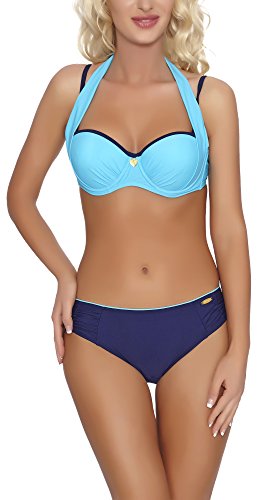 aQuarilla Damen Push Up Bikini Set Lyon (Blau/Marine, 38) von aQuarilla