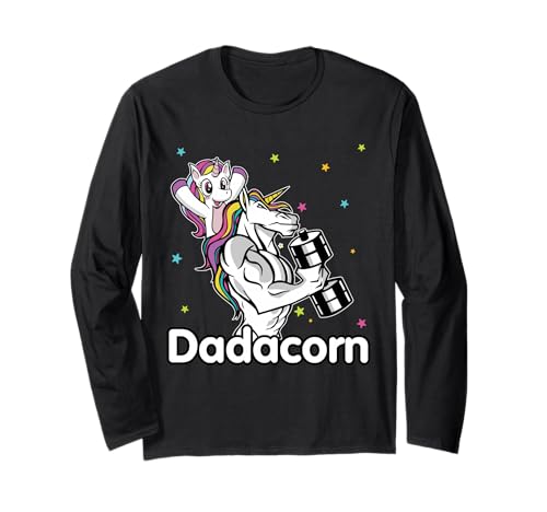 Dadacorn - Muscle Dad and Baby Papacorn Einhorn Langarmshirt von aRTeo Muscle Dad Unicorn