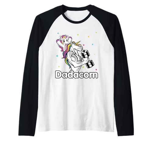 Dadacorn - Muscle Dad and Baby Papacorn Einhorn Raglan von aRTeo Muscle Dad Unicorn