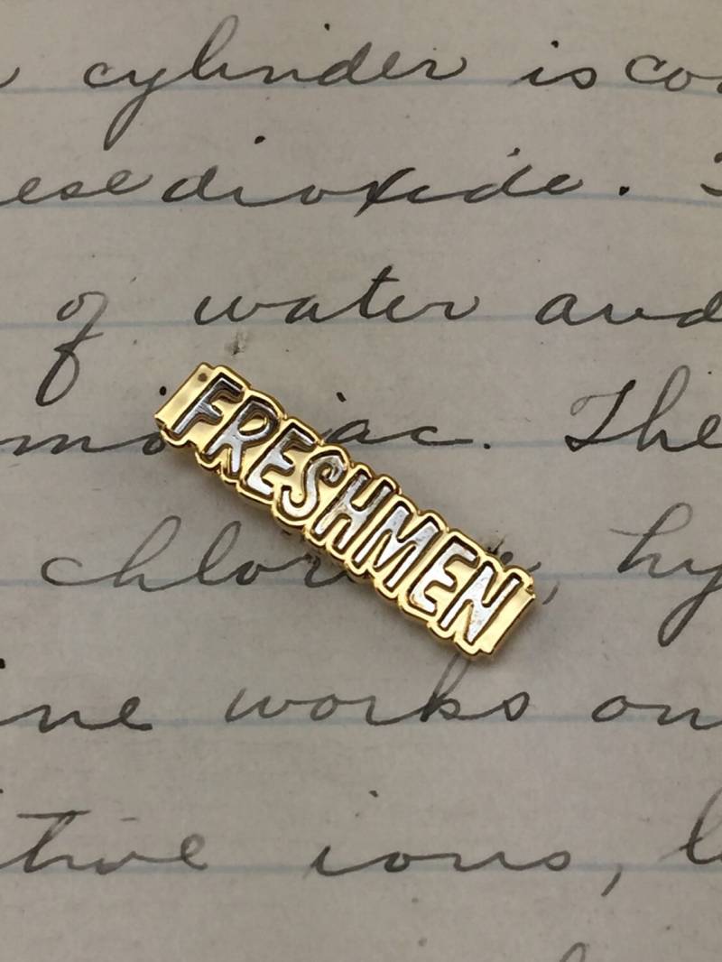 Neulinge Pin - Gold Emaille Metall Revers Letterman High School Button Letterjacket Geschenk College Absolventen von aVintageParcel