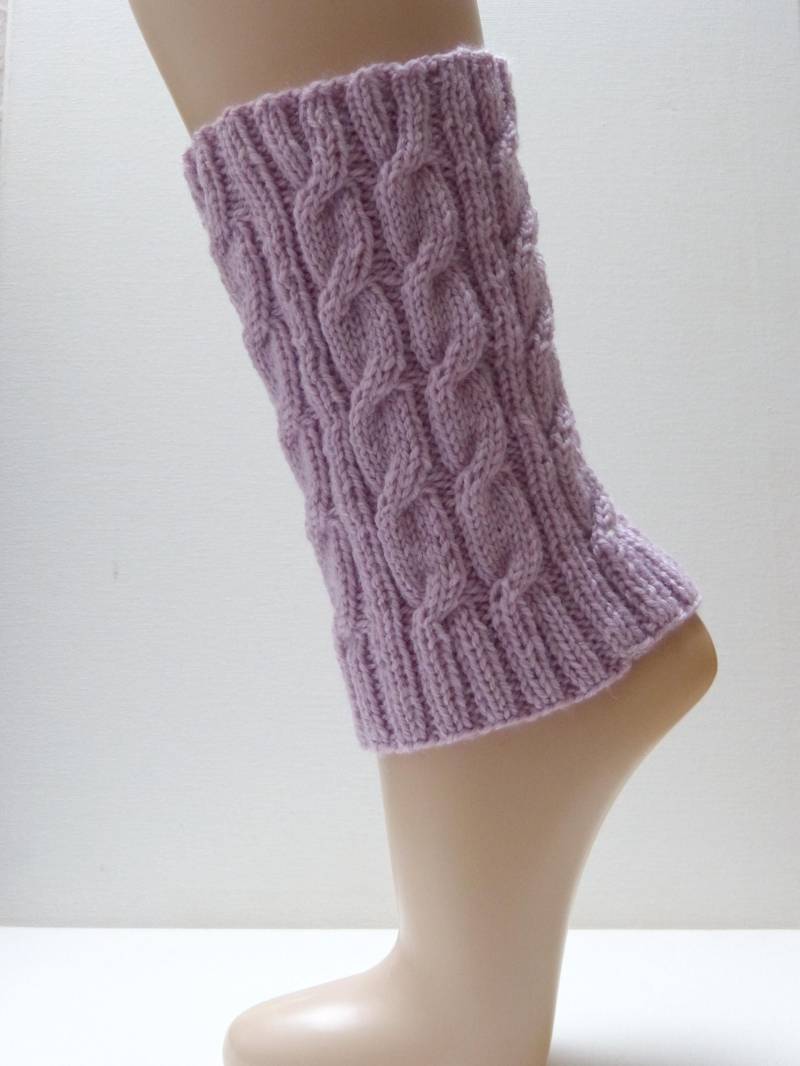 Beinstulpen Kurz - Rosa Merino Mit Zopfmuster von aXsili