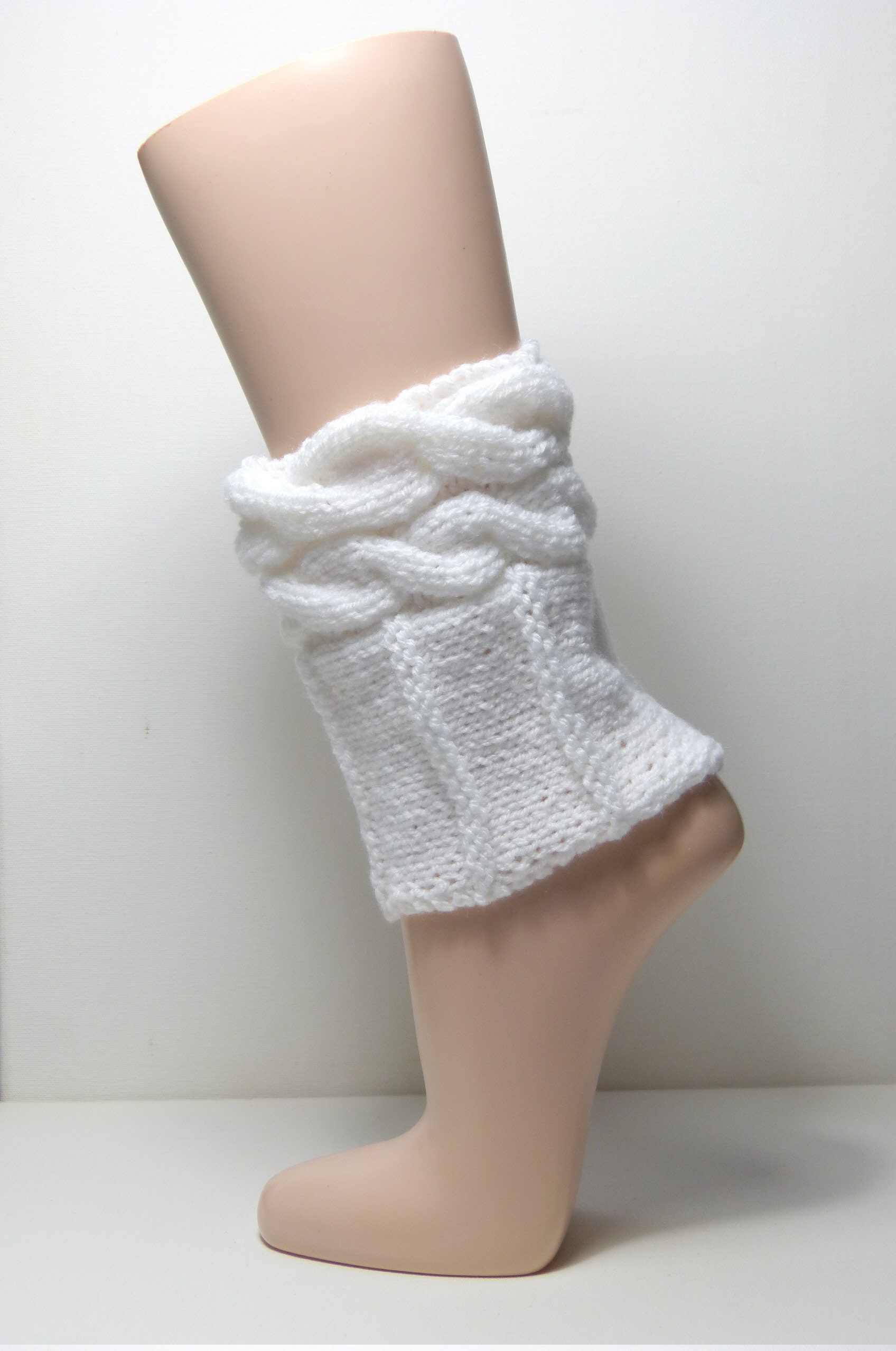 Beinstulpen - Kurze Stulpen Weiß Gestrickte Damen von aXsili