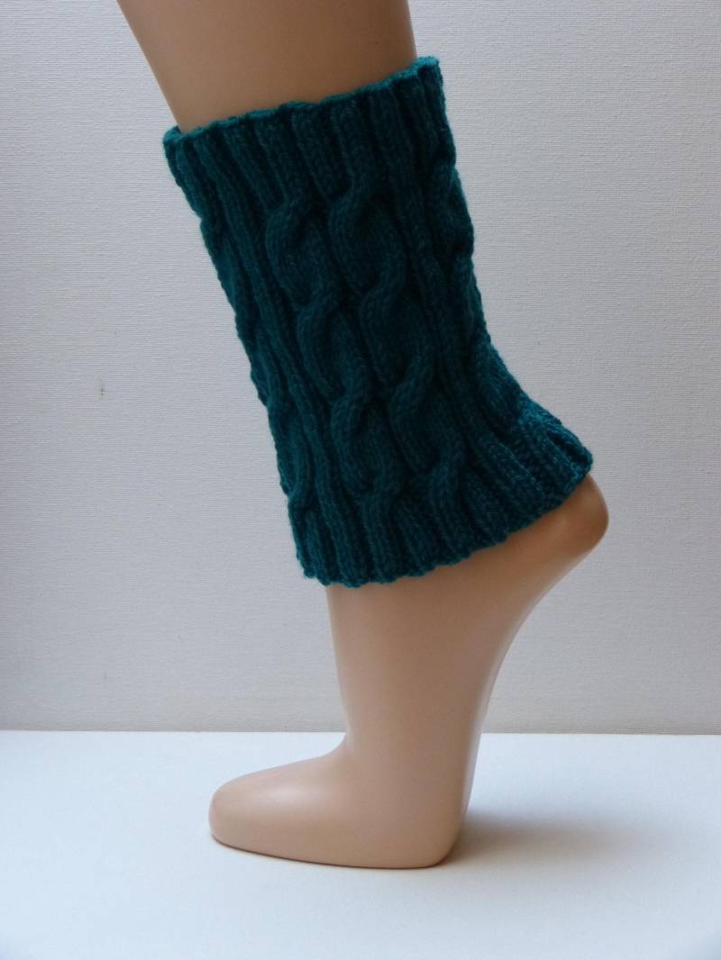 Beinstulpen - Petrol Kurze Stulpen Mit Zopfmuster von aXsili