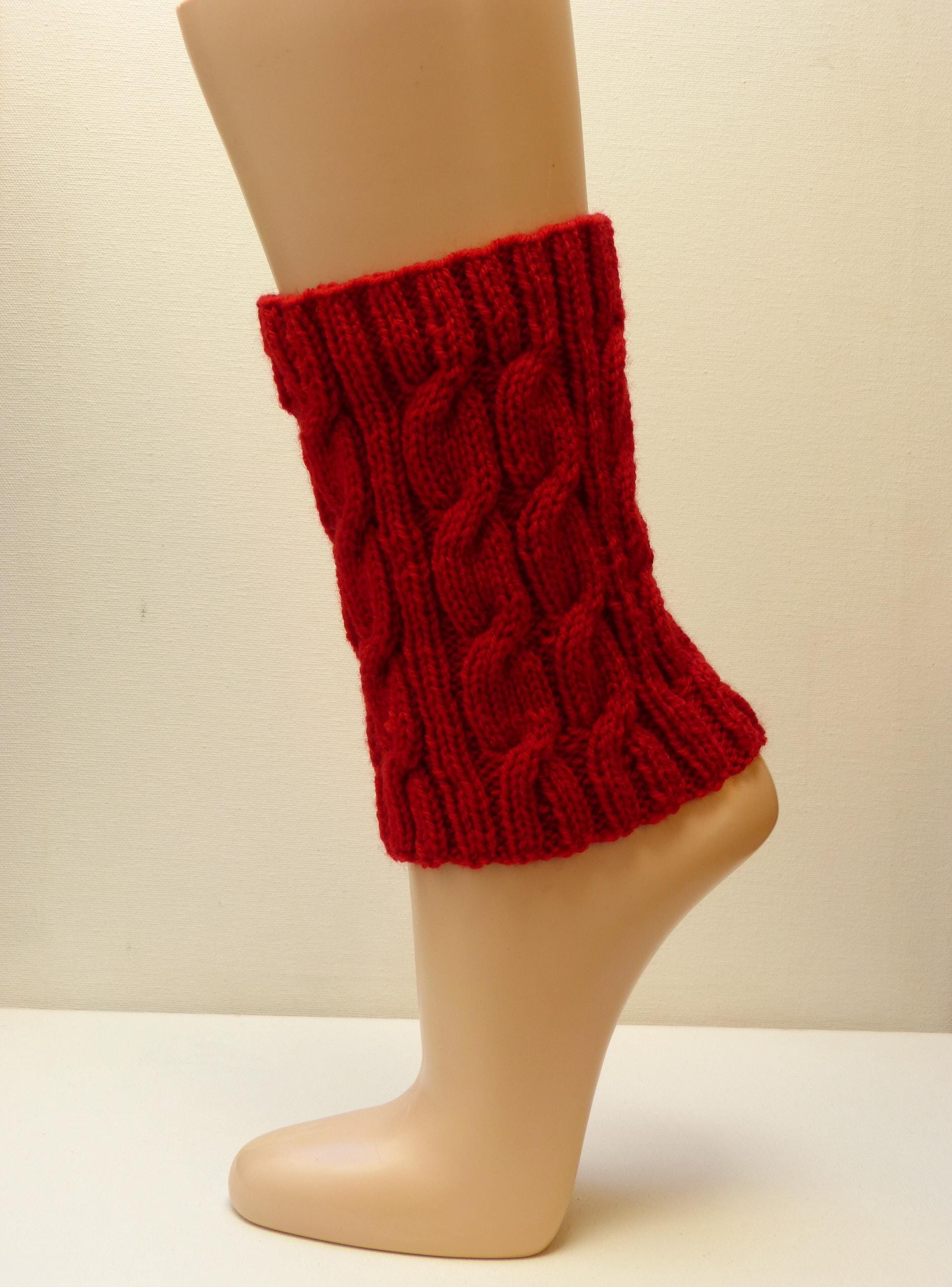 Beinstulpen - Rot Kurze Stulpen Mit Zopfmuster von aXsili