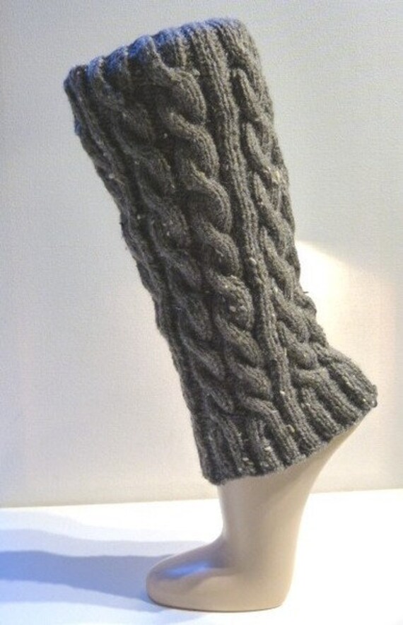 Beinstulpen - Stulpen Holzfarben Tweed Zopfmuster Beinstulpen - Stulpen Holzfarben Tweed Zopfmuster von aXsili