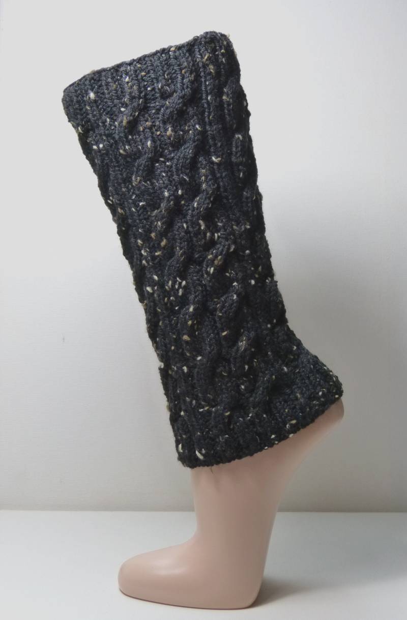 Beinstulpen - Stulpen Schwarz Tweed Zopf von aXsili