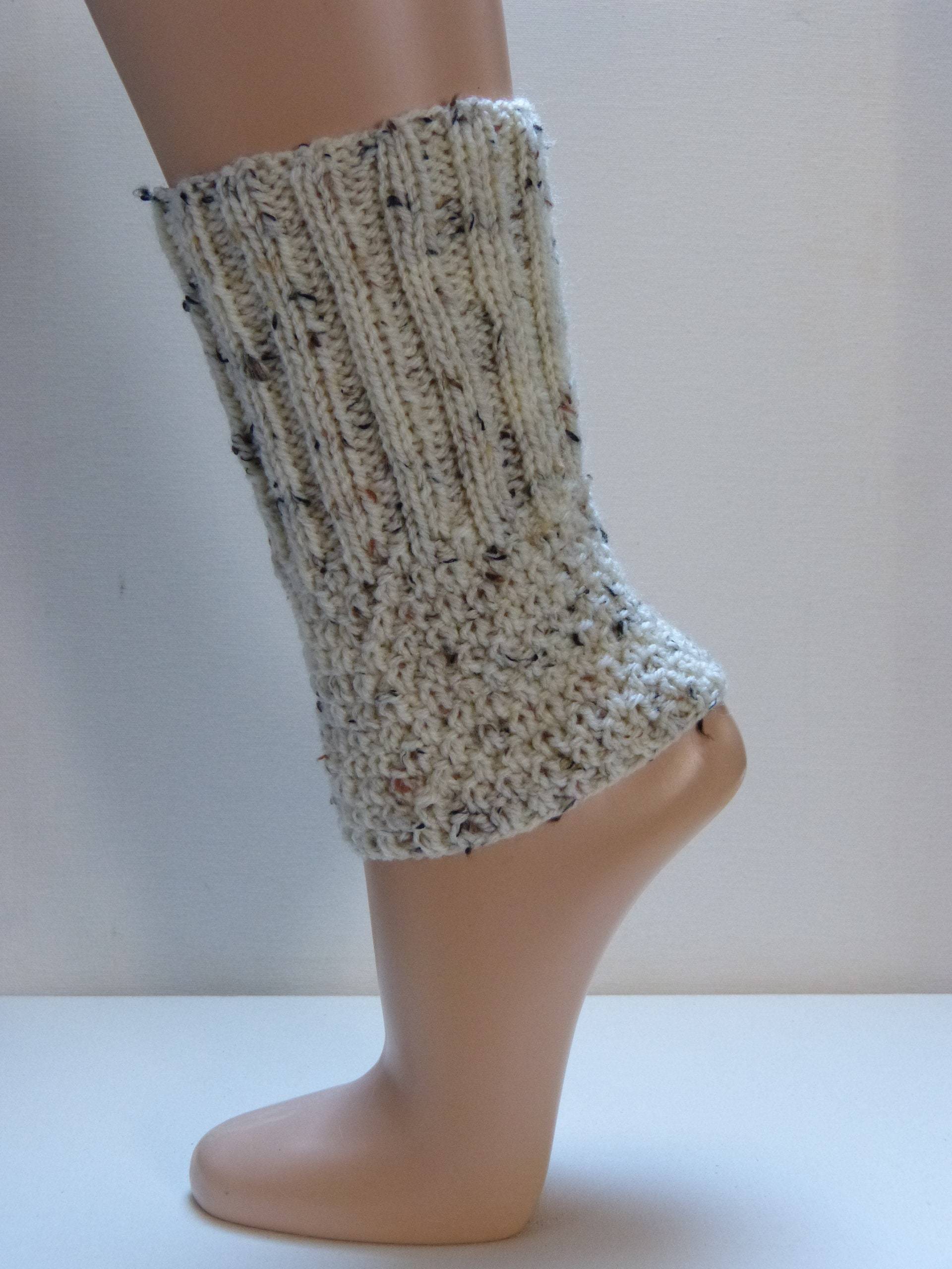 Kurze Beinstulpen - Wollweiß-Tweed Kurze Stulpen von aXsili