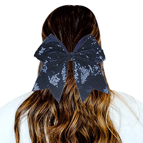 1 STÜCK Haargummis Gradient Pailletten Bowknot Kopfschmuck Seile Dekorationen Kopfschmuck Dekoration Haargummis Für Mädchen Gegenschwimmband (Navy, One Size) von aaSccex