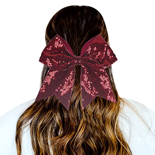 1 STÜCK Haargummis Gradient Pailletten Bowknot Kopfschmuck Seile Dekorationen Kopfschmuck Dekoration Haargummis Für Mädchen Gegenschwimmband (Wine, One Size) von aaSccex