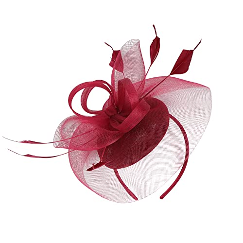 2023 Fascinator Hut Feder Mesh Tea Party Haarband für Frauen Stirnband Winter Herren Ski (RD2, One Size) von aaSccex