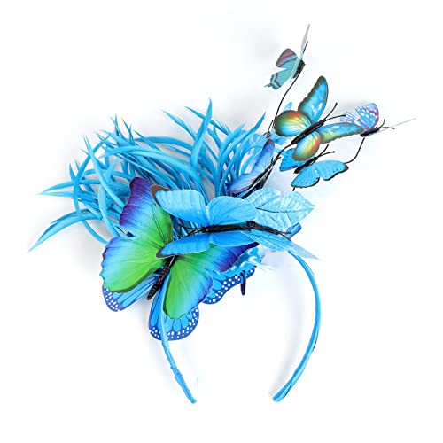 Außenhandel Simulation Kunststoff Schmetterling Haarband Party Haarschmuck Elastische Haarbänder (Blue, One Size) von aaSccex